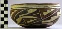 Bowl, polacca polychrome style c. int: splatter design; ext: linear design. 6.9