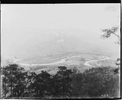 Copan river and valley - looking south from stela 10