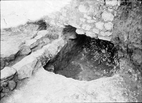 Kiva - Southwest Cist - Showing Radiating Walls Built on Fill in Cist