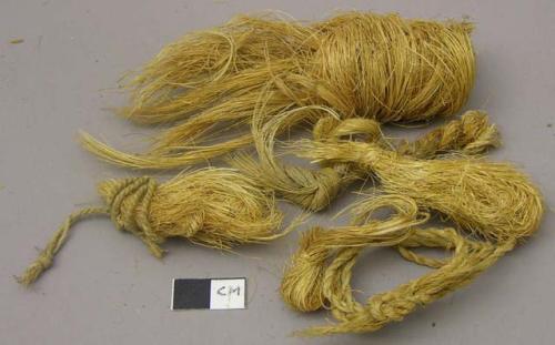 Fiber, some twisted, some bound with twine