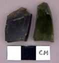 Glass, olive green bottle glass, thick fragments