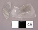 Glass, partial vessel, clear shards, very curved