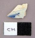 Ceramic, pearlware, blue and white sherd, possibly handpainted