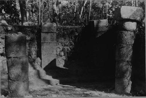 Excavation entrance to east chamber at Temple of Xtoloc Cenote in 1925