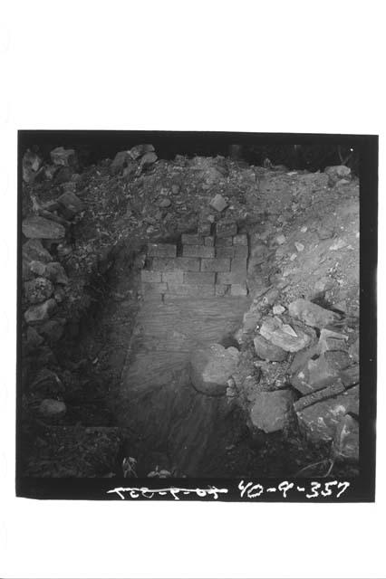 Medial doorway showing circular stone altar (?) as found