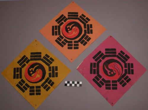 Print, black Ba Gua, red and black Yin Yang at center