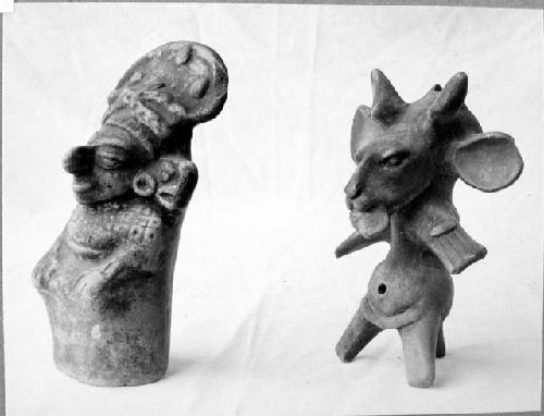 Tiquisate ware figurines. Late Classic Period. Max. ht. of human fig. 18 cms