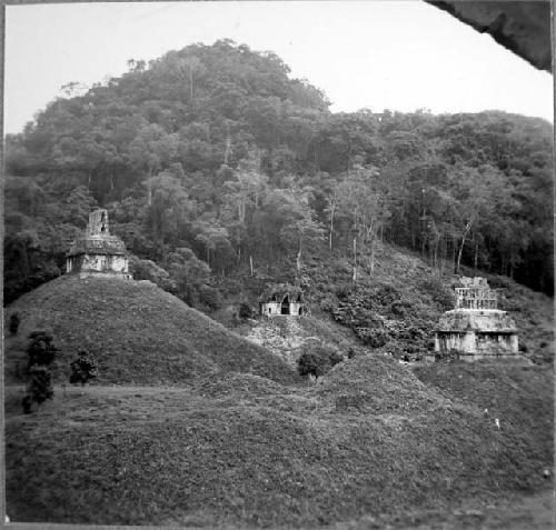 Looking SE from Palace Tower to Temples of the Foliated Cross, Cross , and Sun