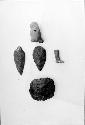 Miscellaneous objects: 1, hollow owl figurine; 2,3, flint points, 4, solid figur