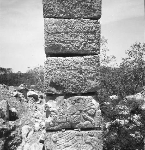 High Priest's Grave.  Glyphic inscription on East face of column