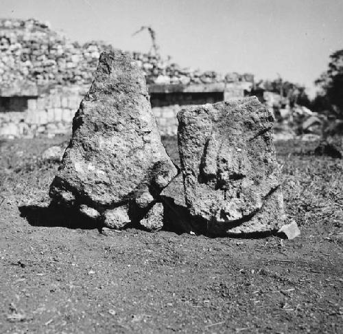 5C15. Sculptured stones found at position 19 on sketch map SW portion of plaza