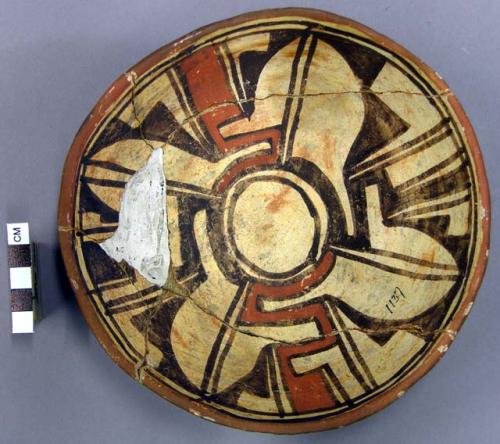 Bowl, polacca polychrome style c. int: linear design; ext: slipped, no design. 6