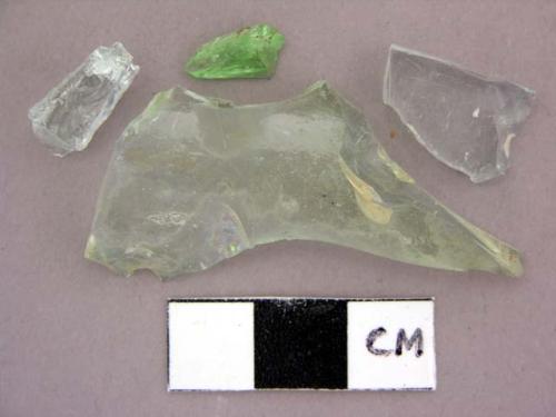 Glass, green bottle glass, fragments, light tinted shards