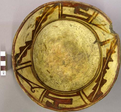 Bowl, polacca polychrome style c. int: linear design; ext: slipped, no design. 7