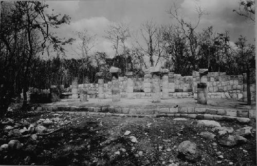 Temple of Xtoloc Cenote in 1925 after excavation