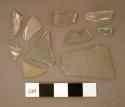 Glass, flat, clear and aqua shards