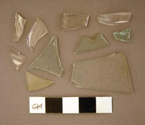 Glass, flat, clear and aqua shards