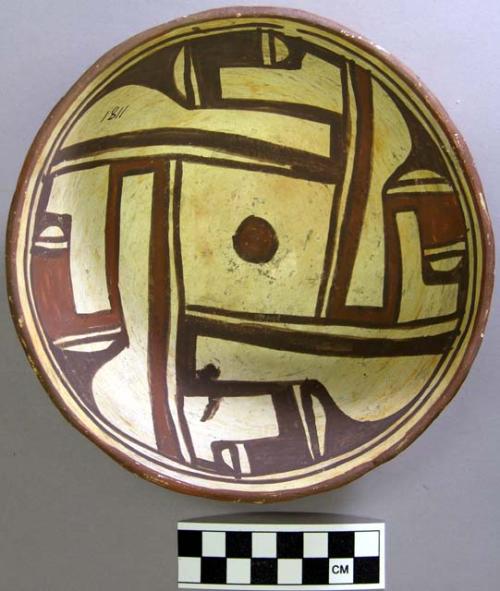 Bowl, polacca polychrome style c. int: linear design; ext: slipped, no design. 7