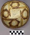 Bowl, polacca polychrome style c. int: zuni rain bird design; ext: linear design