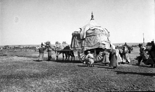 Camel tent moving off