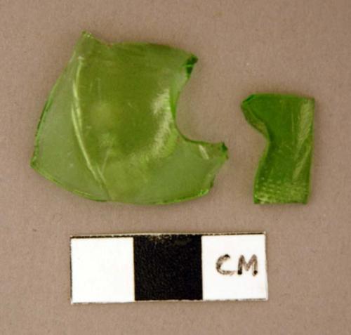 Glass, green bottle glass, fragments