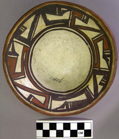 Bowl, polacca polychrome style c. int: linear design; ext: slipped, no design. 6