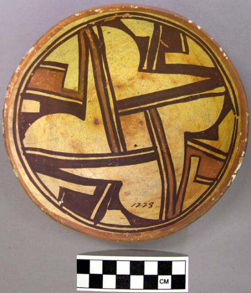 Bowl, polacca polychrome sytle c. int: linear design; ext: slipped, no design. 6