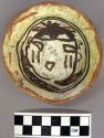 Bowl, polacca polychrome style c. int: kachina design; ext: slipped, no design.