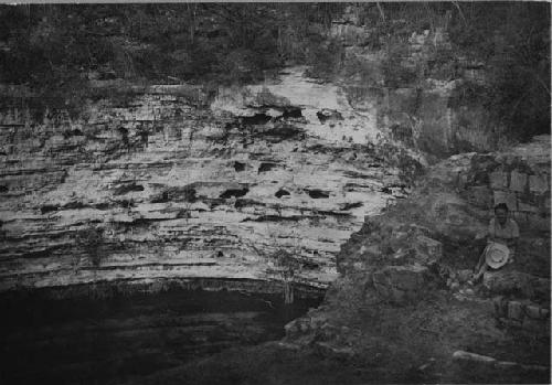 Sacred Cenote; South End Showing Small Temple