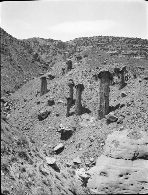 Small Canyon North of Fifty Mile Trail Showing Wind Erosion (Demoiselles)