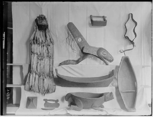 Bowls and headdress with ermine skin trailer