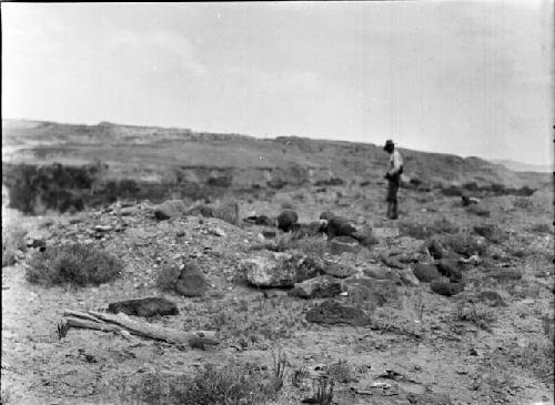 Vew of village site at the mouth of Ivie Creek, looking West