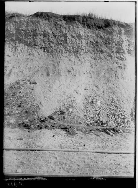 Near view of glacial gravel where bone fragment was found