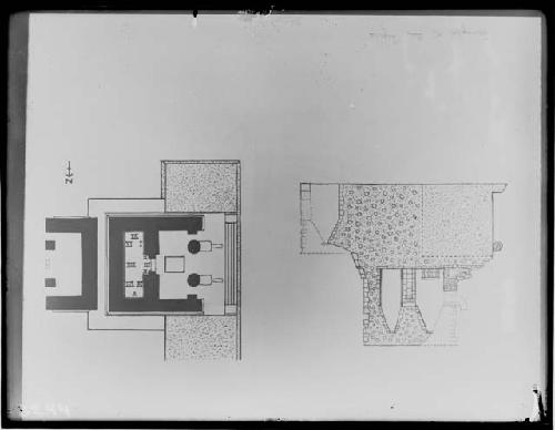 Plan of tennis court building after Maudslay