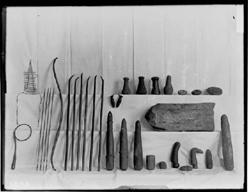 Stone pestles, hammers, games, and other objects