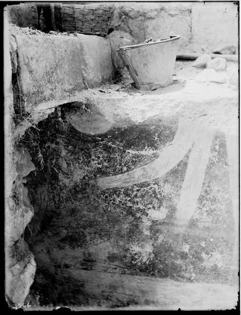 Plume-like figure in blue from the Mound of the Painted Columns at Chichen Itza