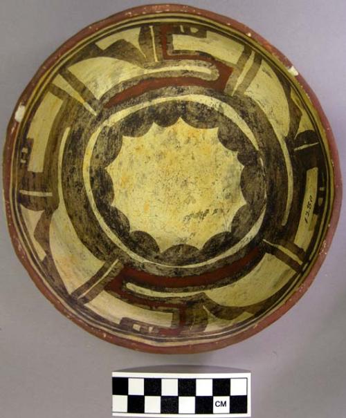 Bowl, polacca polychrome style c. int: linear design; ext: slipped, no design. 8