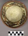 Bowl, polacca polychrome style c. int: linear design; ext: slipped, no design. 6