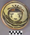 Bowl, polacca polychrome style c. int: kachina design; ext: slipped, no design.