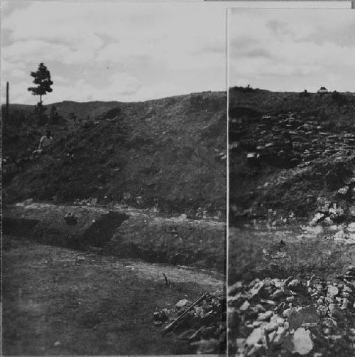 Structure 23; South Side of Ball Court after Cleaning