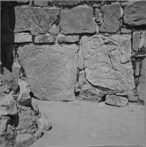 Olmec-like "Danzante" in Building of Danzantes, South Wall.