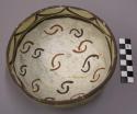 Bowl, polacca polychrome style c. int: curvilinear design; ext: slipped, no desi