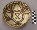 Bowl, polacca polychrome style c. int: curvilinear design; ext: slipped, no desi