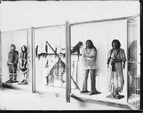 Eskimo and Paiute models on exhibit, Peabody Museum