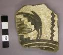 Ceramic sherd, bowl, body sherd, black and white animal design interior