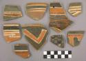 Ceramic sherds, rim or body, polychrome, one sherd perforated