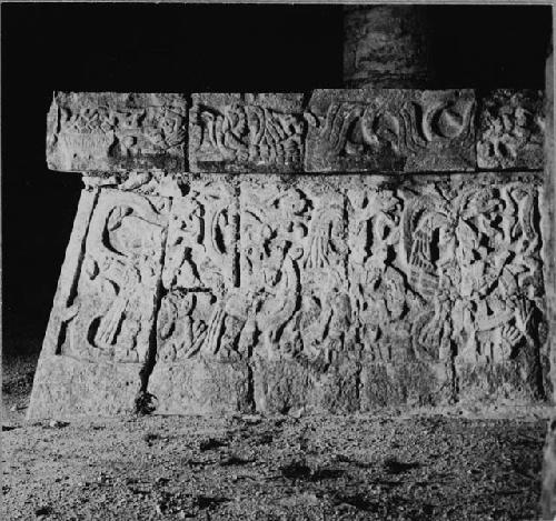 Southwest side of dais in north colonnade at Chichen Itza