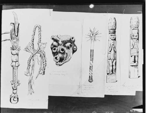 Drawings of Totem Poles, Masks