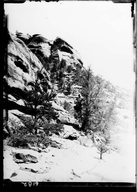 Cliff Palace - Cliffs to the South of Ruin from Water Hole