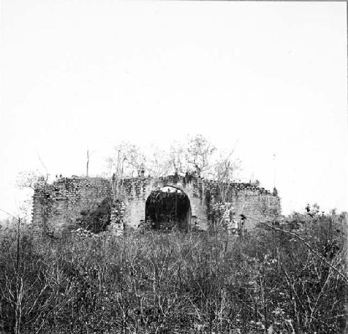 Church, from west, standing on atrium wall